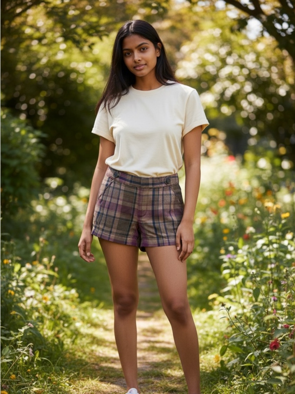 Banana Republic Plaid Cotton Shorts in Olive & Burgundy